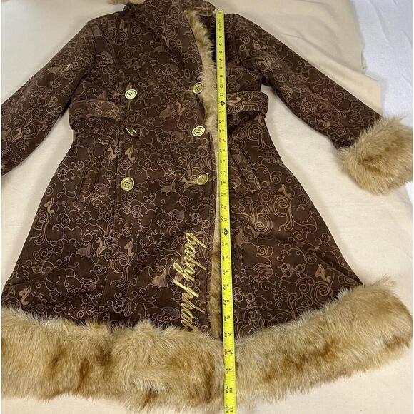 Baby Phat Vintage Coat Jacket Brown Fur Womens Mob Wife Penny Lane Y2K - Picture 2 of 16